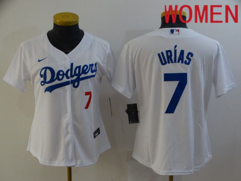 Women Los Angeles Dodgers #7 Urias White Game Nike 2022 MLB Jersey->women mlb jersey->Women Jersey